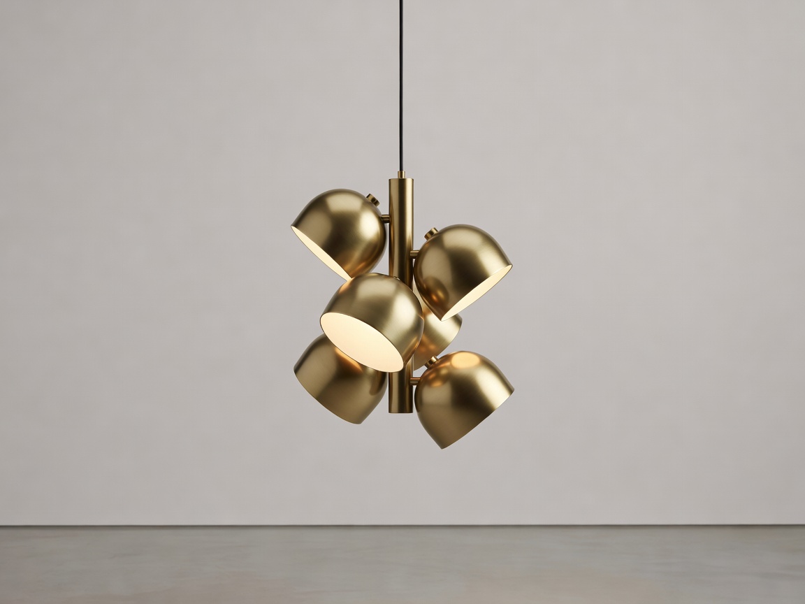 GUBI Multi-Lite pendant lamp with rotatable quarter-sphere shades in brass finish